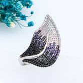Silver Leaf Multi Color Sapphires Ring